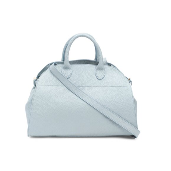 DIVINA FIRENZE Dusty Blue Made In Italy Leather Gusset Satchel - Picture 2 of 2